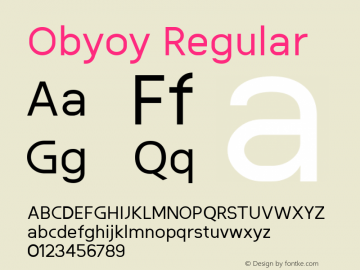 Obyoy Regular Version 1.000 Font Sample