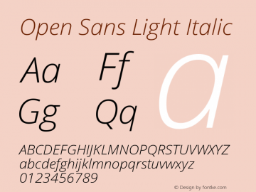 Open Sans Light Italic Version 1.10图片样张