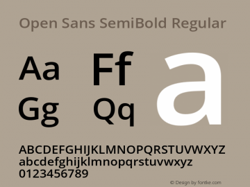 Open Sans SemiBold Version 1.10 Font Sample