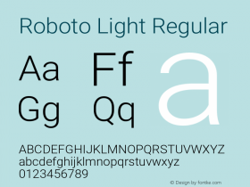 Roboto Light Version 2.137; 2017 Font Sample