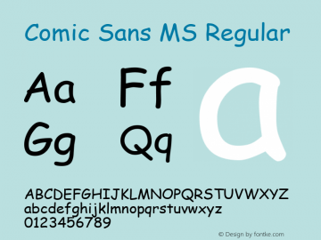 Comic Sans MS Version 00.21 Font Sample