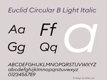 Euclid Circular B Light Italic Version 3.001 Font Sample