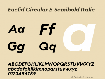 Euclid Circular B Semibold Italic Version 3.001 Font Sample