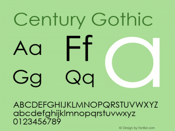 Century Gothic Version 2.30 Font Sample