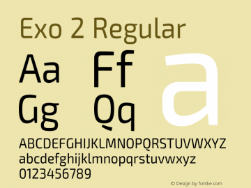 Exo 2 Version 1.001;April 18, 2018;FontCreator 11.0.0.2388 64-bit Font Sample