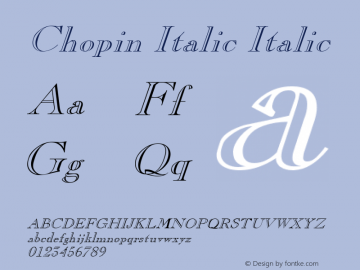 Chopin Italic Italic Altsys Metamorphosis:4/16/92 Font Sample