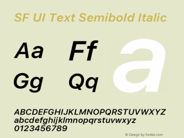 SF UI Text Semibold Italic 11.0d59e2 Font Sample