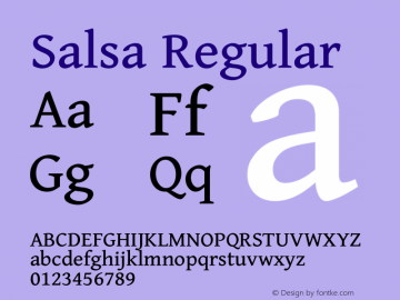 Salsa Version 1.002;June 27, 2020;FontCreator 12.0.0.2565 64-bit Font Sample