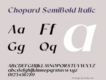 Chopard SemiBold Italic Version 1.000 Font Sample
