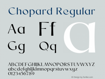 Chopard Regular Version 1.000;PS 001.000;hotconv 1.0.88;makeotf.lib2.5.64775 Font Sample