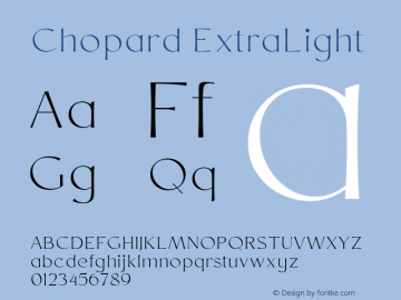 Chopard ExtraLight Version 1.000 Font Sample