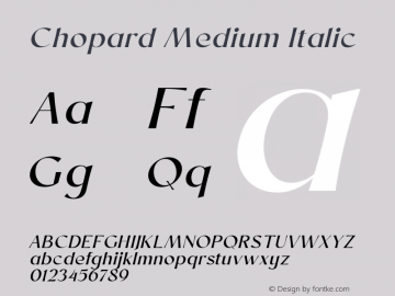 Chopard Medium Italic Version 1.000 Font Sample