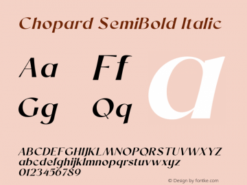 Chopard SemiBold Italic Version 1.000;PS 001.000;hotconv 1.0.88;makeotf.lib2.5.64775 Font Sample