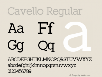 Cavello Regular Version 1.00 Font Sample