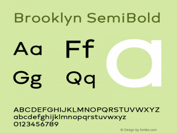 Brooklyn SemiBold Version 1.000 Font Sample