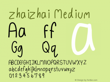 zhaizhai Version 001.000 Font Sample