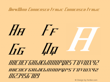 DarkWind Condensed Italic Condensed Italic 2 Font Sample