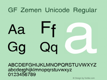 GF Zemen Unicode Regular GFUZ 0.1 7/6/97 Font Sample