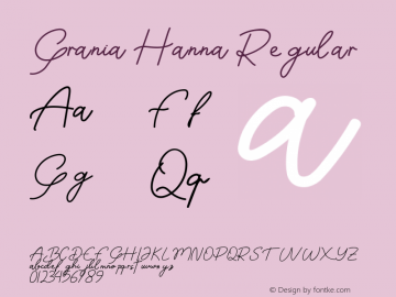 Grania Hanna Version 1.00;May 20, 2021;FontCreator 12.0.0.2539 32-bit Font Sample