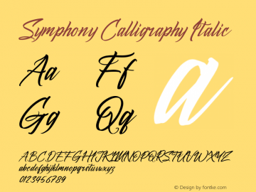 Symphony Calligraphy Italic Version 1.00;June 11, 2021;FontCreator 13.0.0.2683 64-bit图片样张