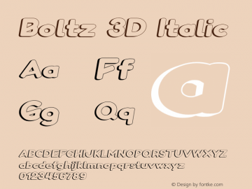 Boltz 3D Italic Version 1.000;PS 001.000;hotconv 1.0.88;makeotf.lib2.5.64775 Font Sample