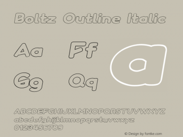 Boltz Outline Italic Version 1.000;PS 001.000;hotconv 1.0.88;makeotf.lib2.5.64775 Font Sample