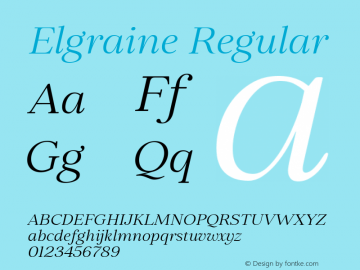 Elgraine Light Italic Version 1.00 Font Sample