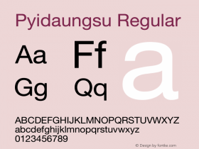 Pyidaungsu Version 2.053;August 8, 2019;FontCreator 11.0.0.2388 64-bit Font Sample