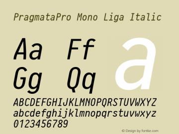 PragmataPro Mono Liga Italic Version 0.829图片样张