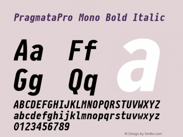 PragmataPro Mono Bold Italic Version 0.829图片样张