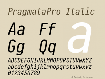 PragmataPro Italic Version 0.829 Font Sample