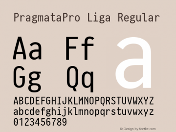 PragmataPro Liga Regular Version 0.830 Font Sample