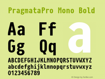 PragmataPro Mono Bold Version 0.829 Font Sample