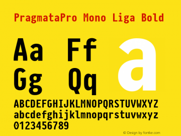 PragmataProMonoLiga-Bold Version 0.829 Font Sample