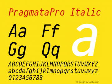 PragmataPro-Italic Version 0.829 Font Sample