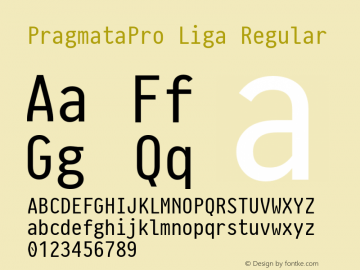 PragmataProLiga-Regular Version 0.830 Font Sample