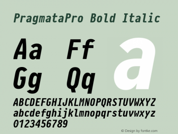 PragmataPro-BoldItalic Version 0.829 Font Sample