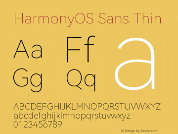 HarmonyOS Sans Thin Version 1.0图片样张