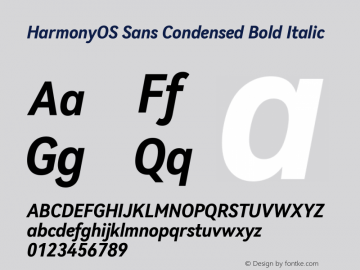 HarmonyOS Sans Condensed Bold Italic Version 1.0 Font Sample