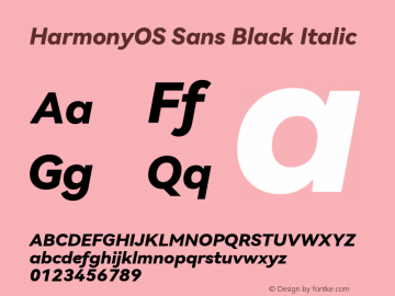 HarmonyOS Sans Black Italic Version 1.0图片样张