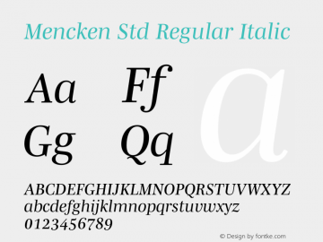 Mencken Std Italic Version 2.0图片样张