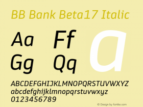 BB Bank Beta17 Italic Version 1.017;PS 1.17;hotconv 1.0.88;makeotf.lib2.5.647800图片样张