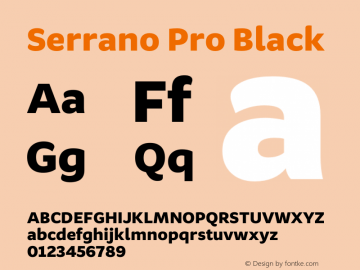 Serrano Pro Black Version 002.011 Font Sample