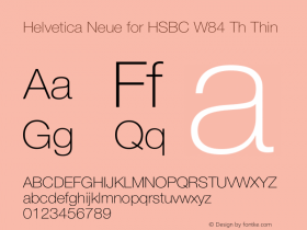 Helvetica Neue for HSBC W84 Thin Version 1.00图片样张