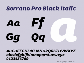 Serrano Pro Black Italic Version 2.010;PS 002.010;hotconv 1.0.70;makeotf.lib2.5.58329 Font Sample