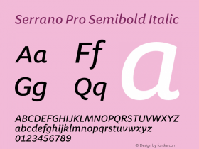 Serrano Pro Semibold Italic Version 2.010;PS 002.010;hotconv 1.0.70;makeotf.lib2.5.58329 Font Sample