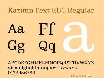 KazimirText RBC Version 1.200;PS (version unavailable);hotconv 1.0.88;makeotf.lib2.5.647800 Font Sample