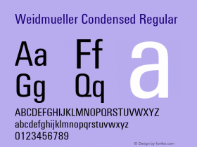 Weidmueller Condensed Regular Version 1.2; ttfautohint (v1.6) Font Sample