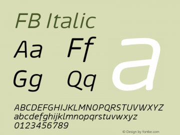 FB Italic Version 001.000 Font Sample