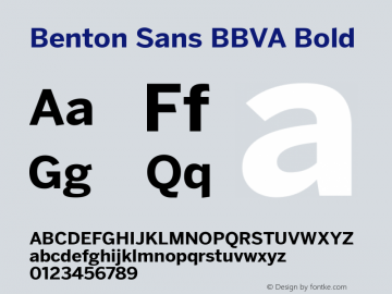 BentonSansBBVA Bold Version 2.000;PS 2.0;hotconv 1.0.88;makeotf.lib2.5.647800; ttfautohint (v0.97) -l 8 -r 50 -G 200 -x 14 -f dflt -w G Font Sample